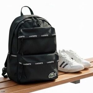 Lacoste Sport Kids Black Ripstop Backpack Laptop for Teens, Boy, Girl,Women, Men